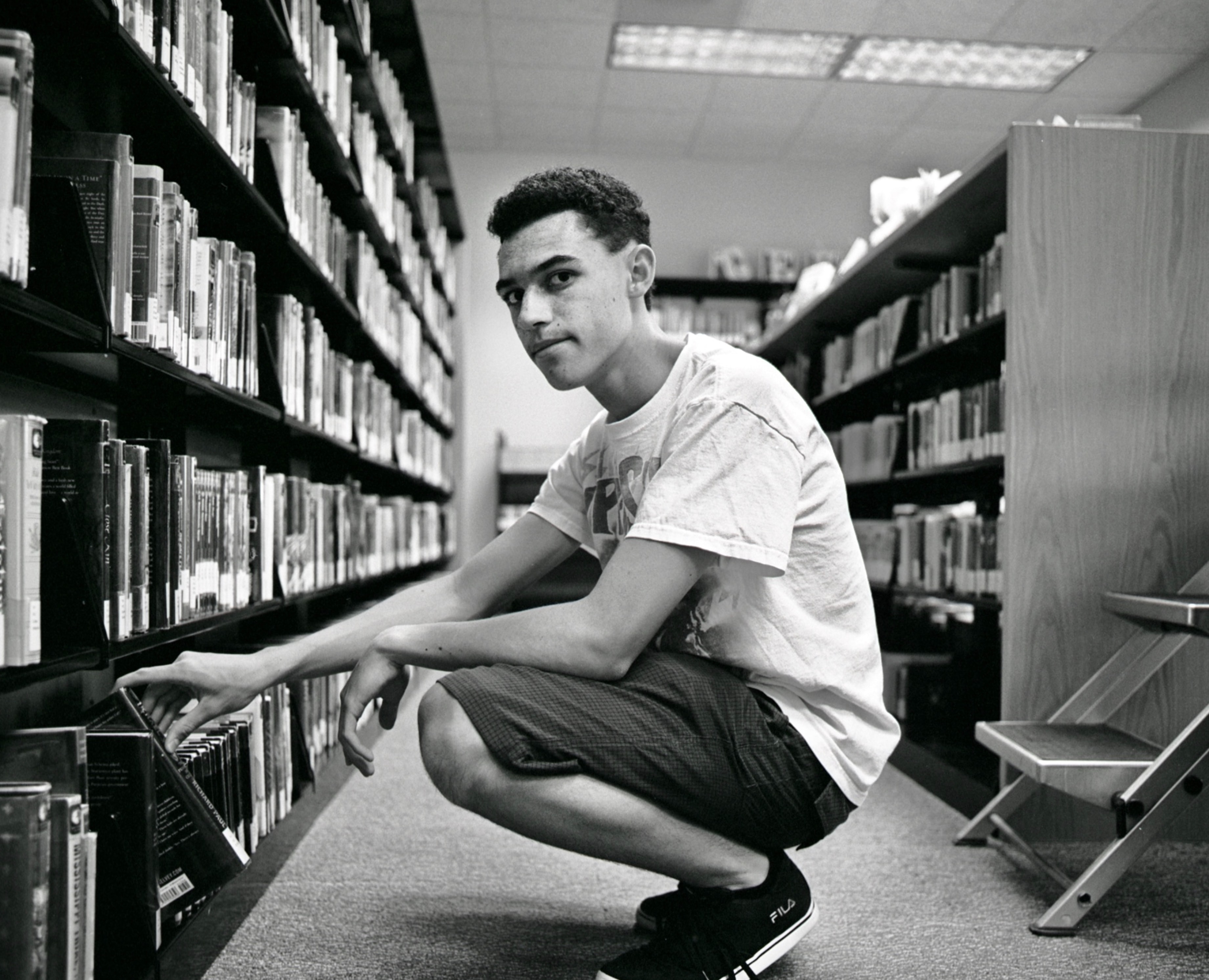 Young men at a library